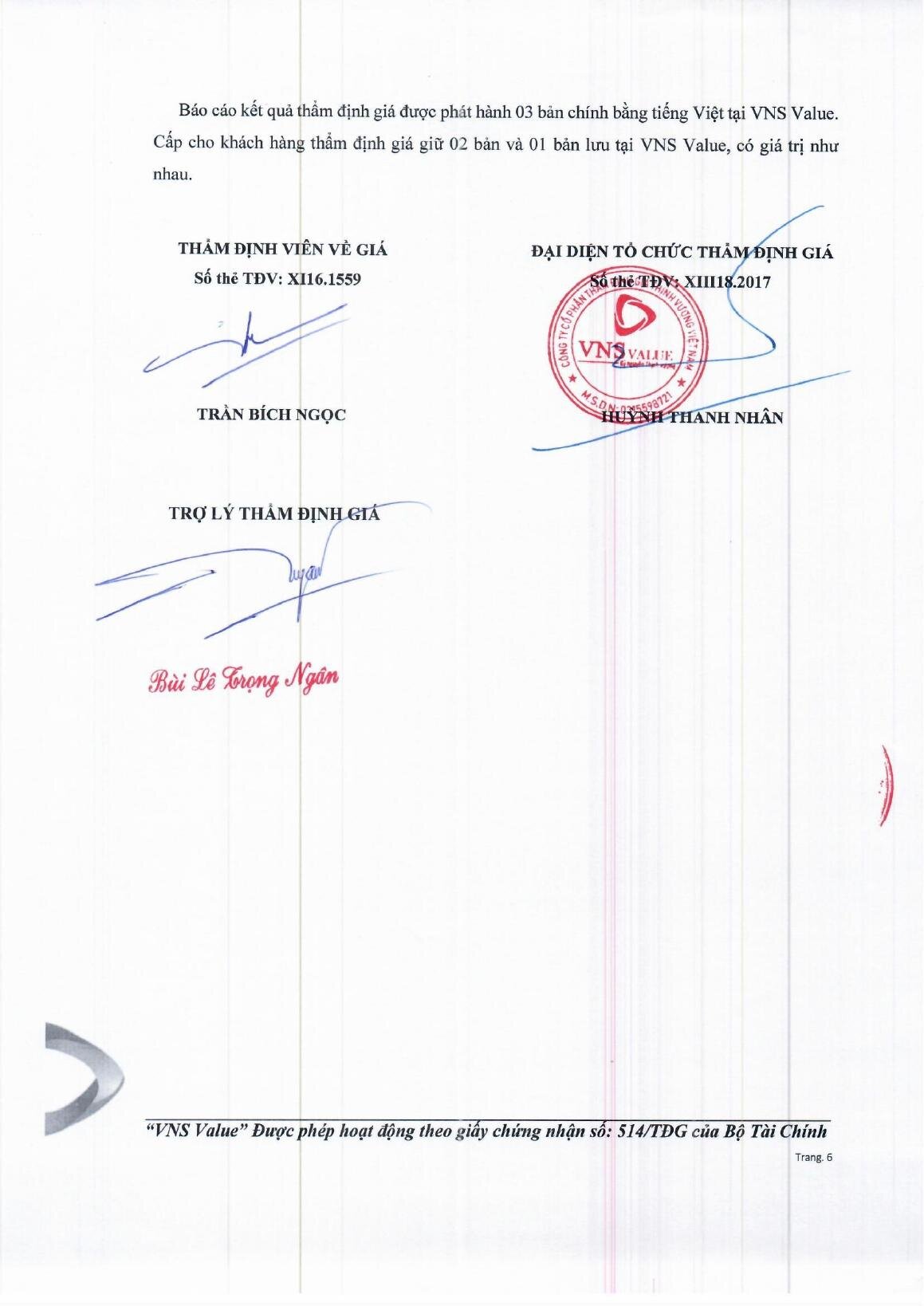 Chứng thư thẩm định giá - trang 6