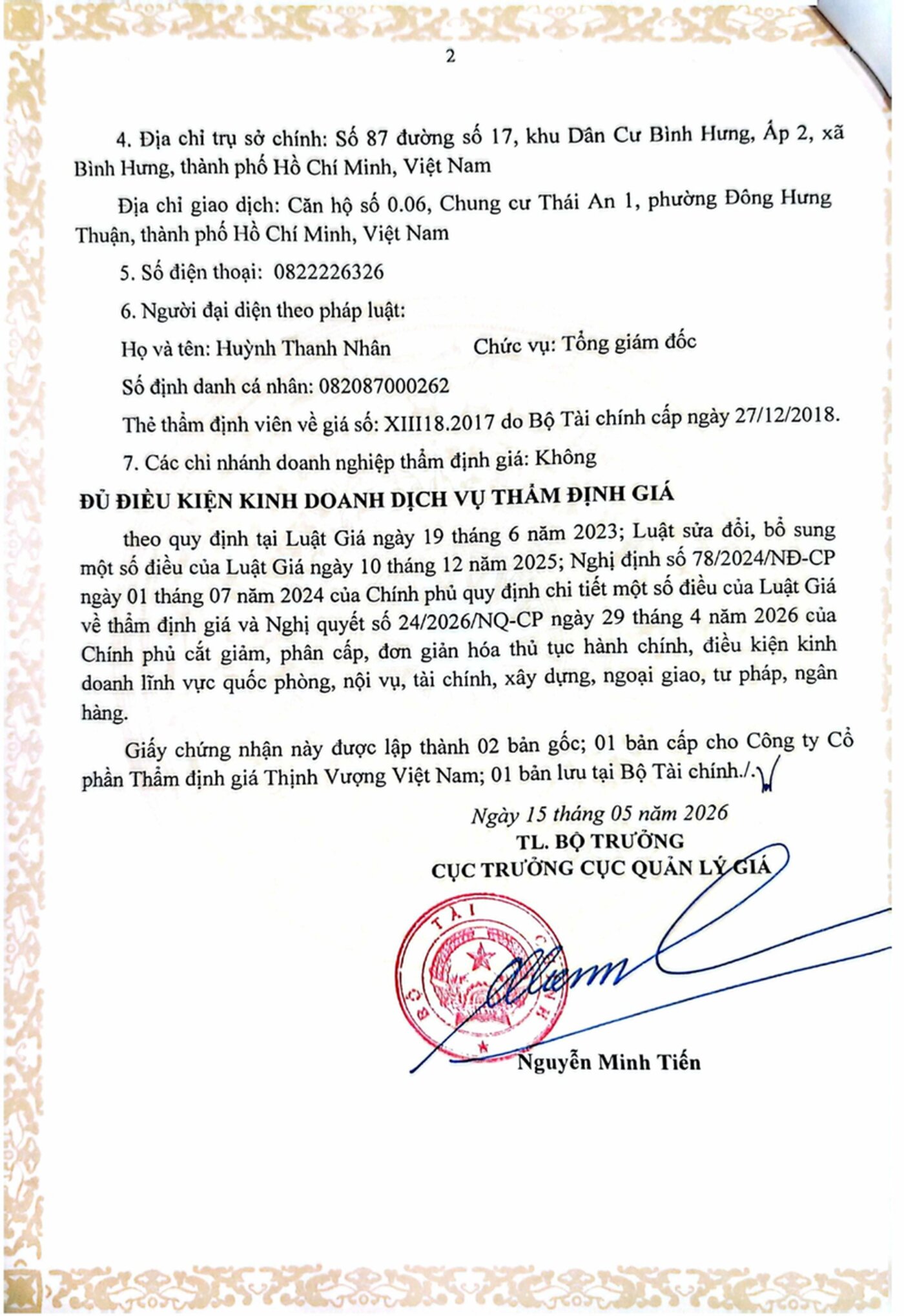 Giấy CN đủ điều kiện hành nghề