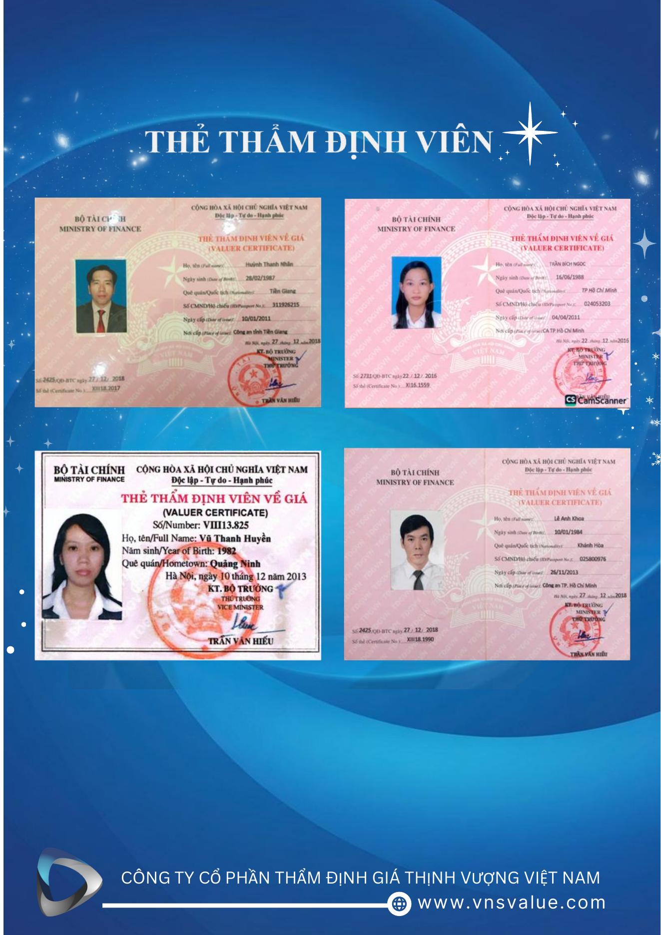 Thẻ thẩm định viên MTVVALUE